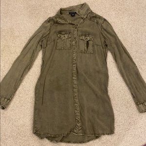 Green button up dress